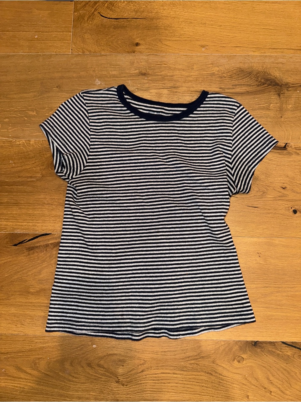 Brandy Melville Navy & White Striped Short Sleeve Tee